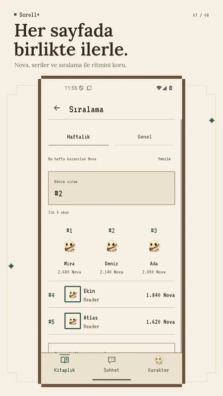 Nova toplamlarıyla Scroll+ haftalık sıralaması